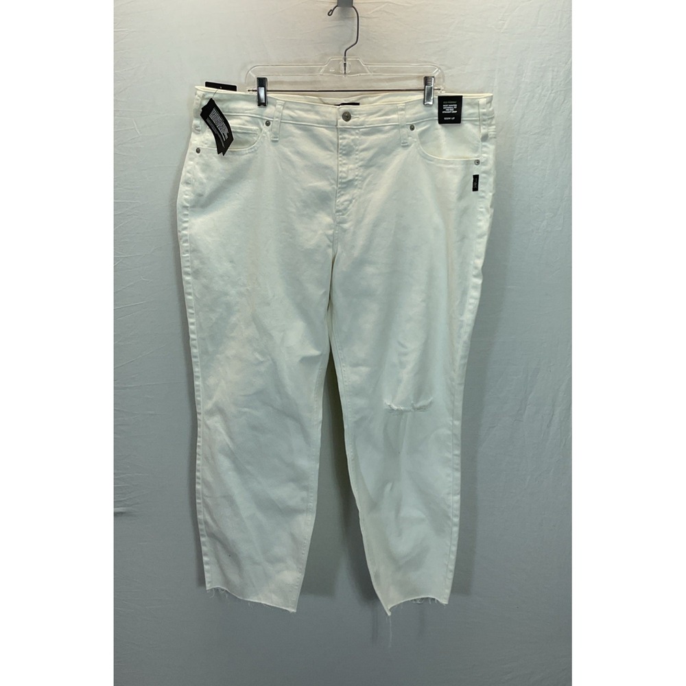 NEW Silver‎ Jeans Co. Womens plus Mid Rise Straight crop White Jeans 22x27